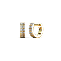 Diamond Three-Row Huggie Earrings (14K)