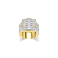 Diamond Iced-Out Round & Baguettes Men's Ring (10K)