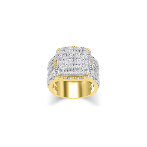 Diamond Iced-Out Round & Baguettes Men's Ring (10K)