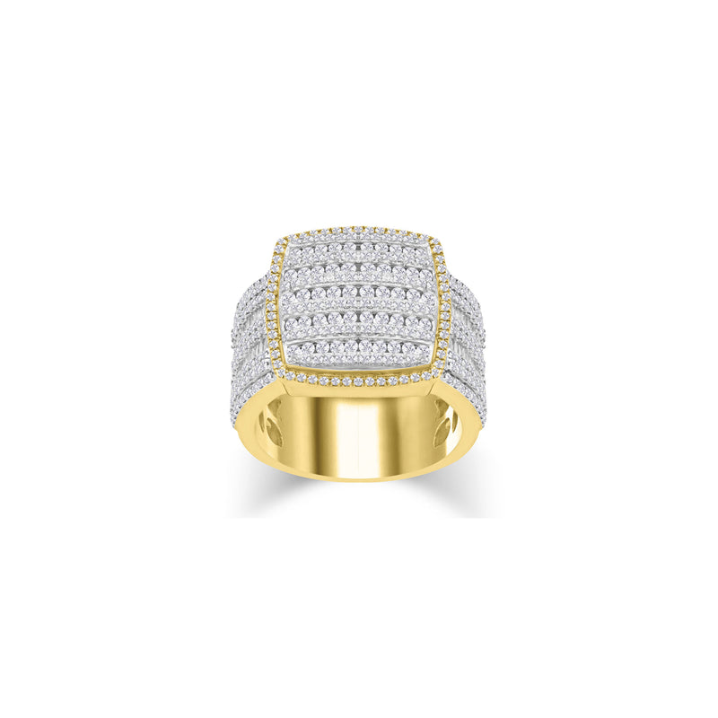 Diamond Iced-Out Round & Baguettes Men's Ring (10K)