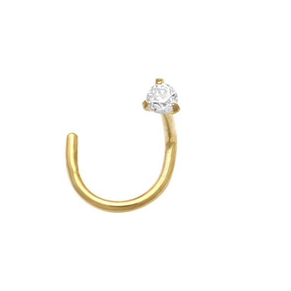 Round Cubic Zirconia Nose Piercing (14K)