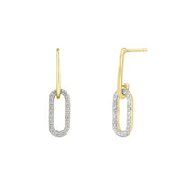 Diamond Paperclip Stud Dangling Earrings (14K)