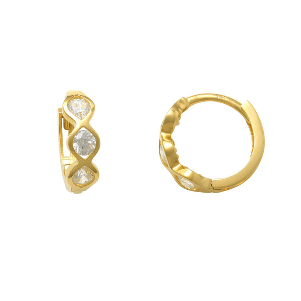 Zirconia Bezel Huggie Earrings (14K) Popular Jewelry New York