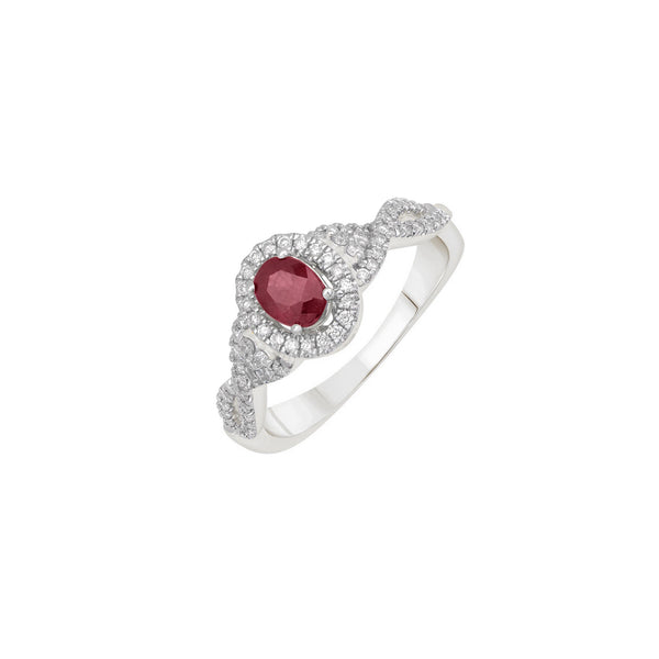 Diamond Ruby Engagement Ring (14K)