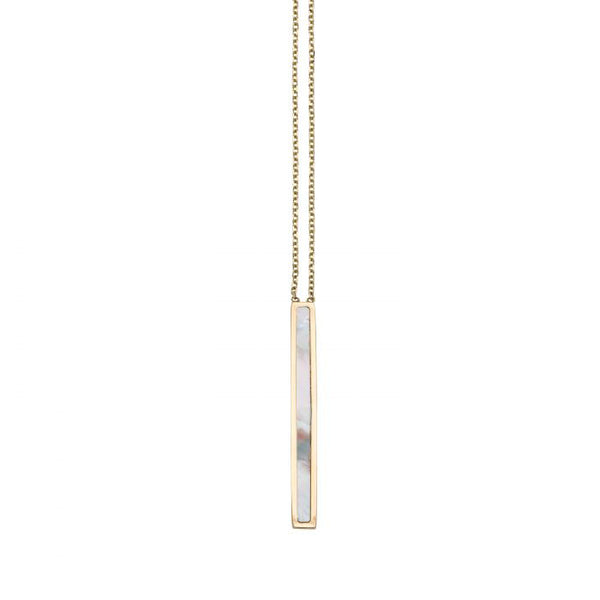 Mother Pearl Bar Dangling Necklace (14K)