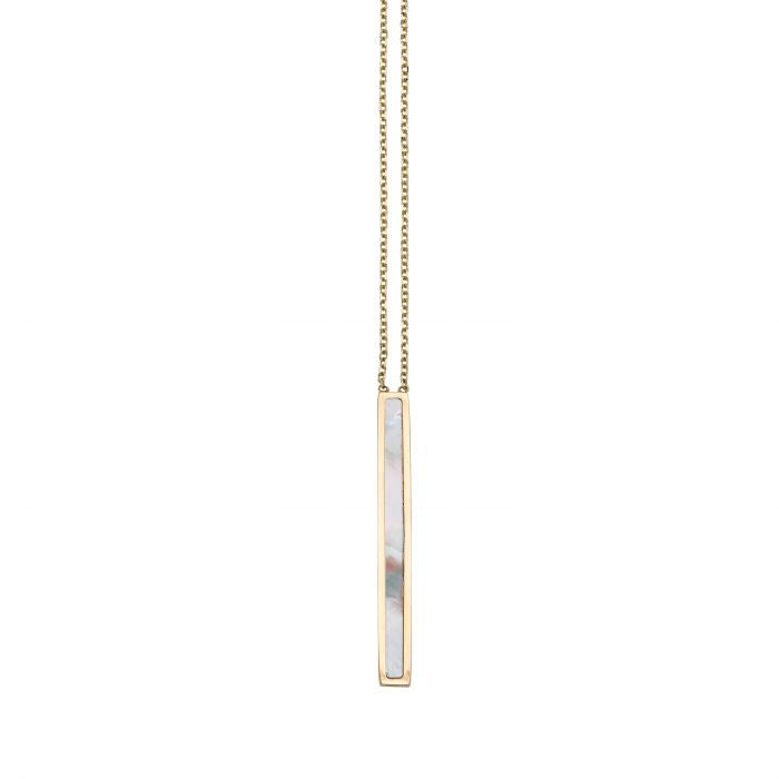 Mother Pearl Bar Dangling Necklace (14K)