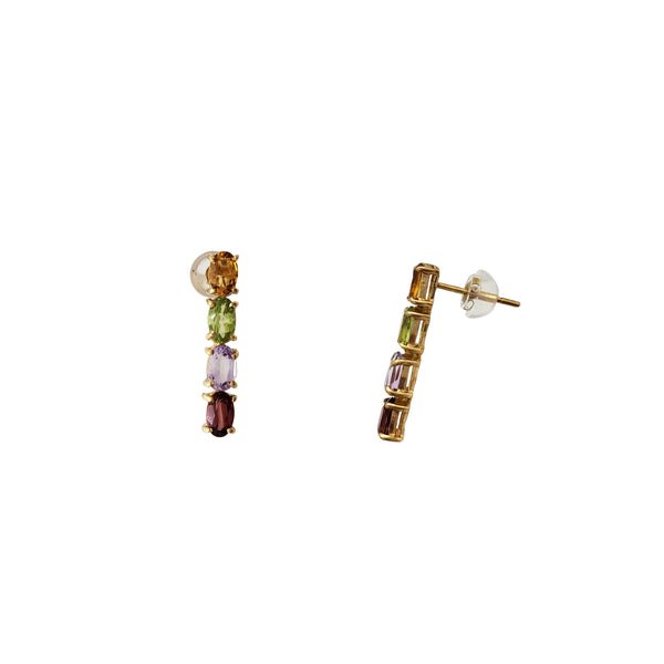 4-Stone Stud Earrings (14K)