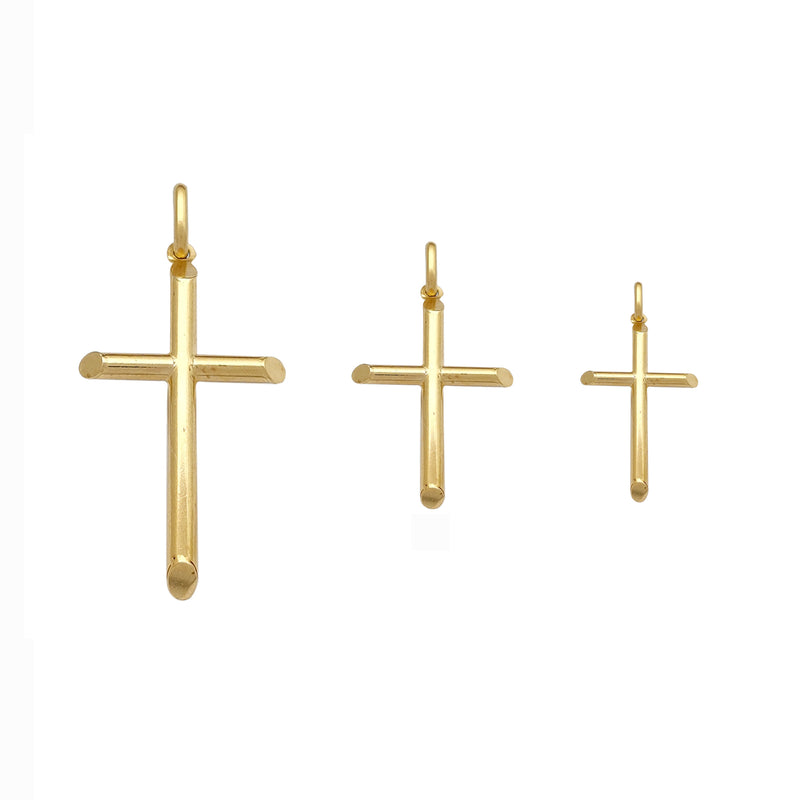 Hollow Latin Tube Cross Pendant (14K)