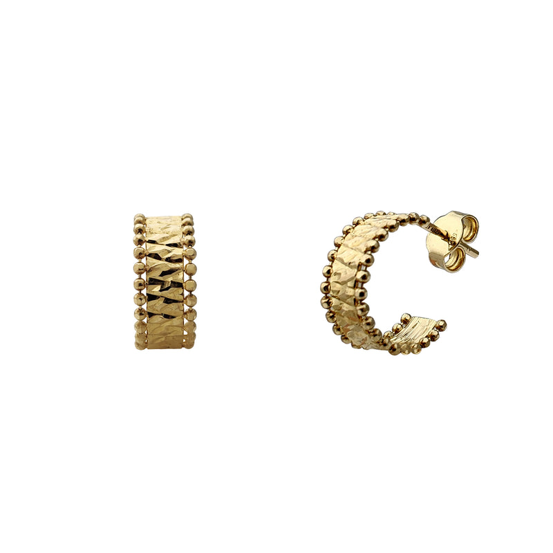 Milgrain ZigZag Diamond Cuts Stud Huggie Earrings (14K) Popular Jewelry New York