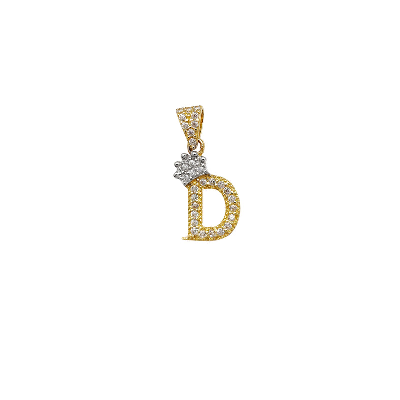 Miniature Icy Crown Initial Letter Pendant (14K)