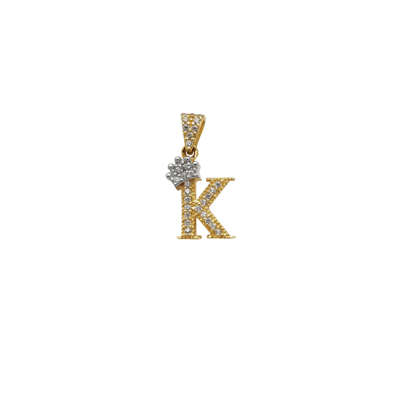 Miniature Icy Crown Initial Letter Pendant (14K)