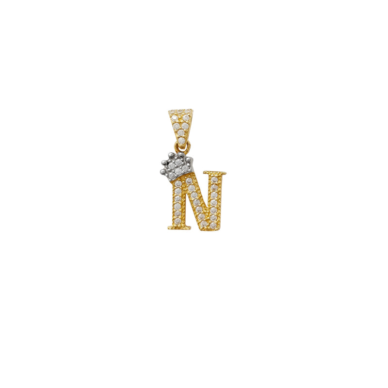 Miniature Icy Crown Initial Letter Pendant (14K)