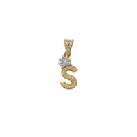 Miniature Icy Crown Initial Letter Pendant (14K)