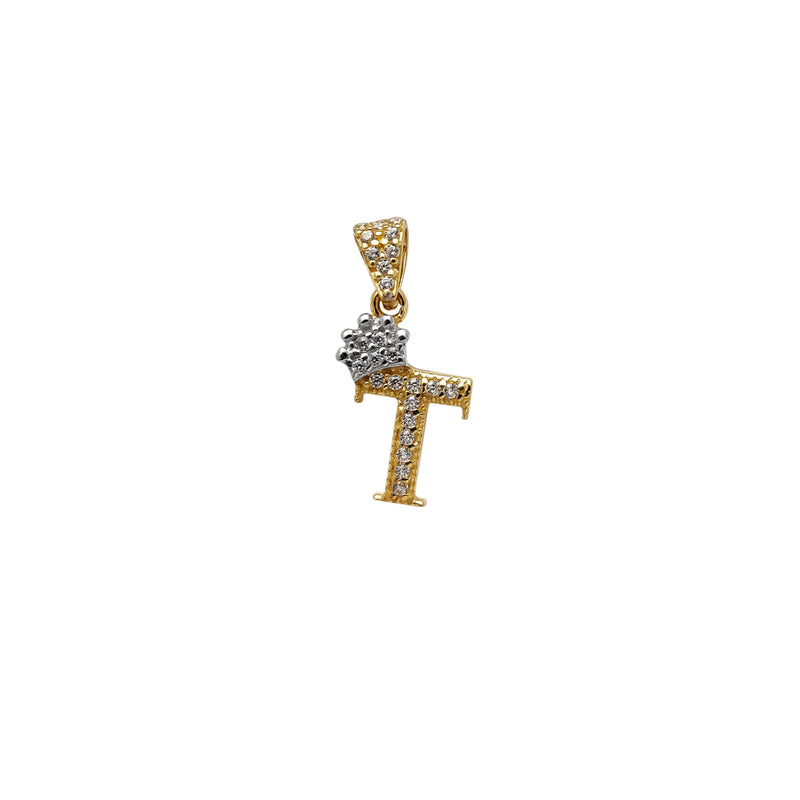 Miniature Icy Crown Initial Letter Pendant (14K)