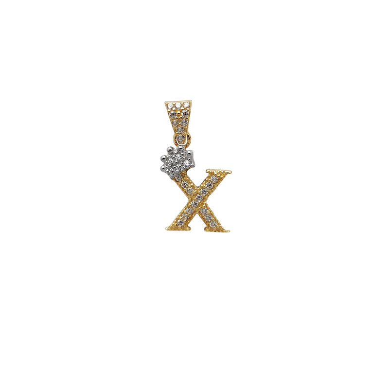 Miniature Icy Crown Initial Letter Pendant (14K)