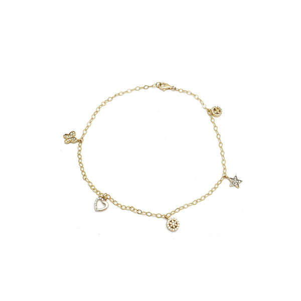 Mix Objects CZ Anklet (14K)