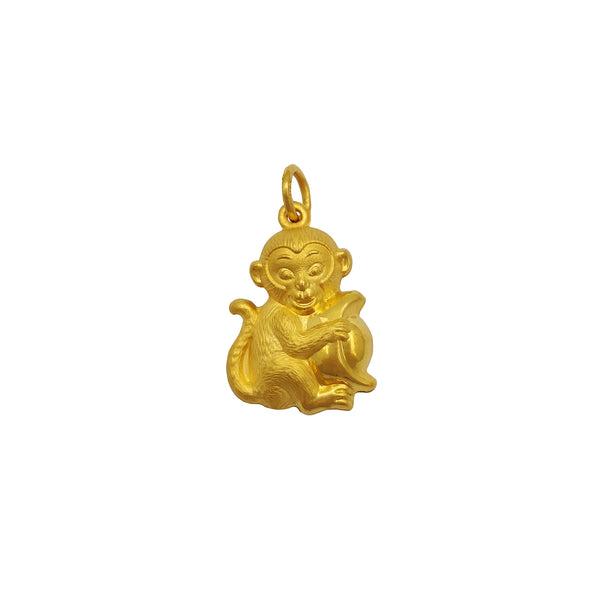 Monkey with Yuanbao Ingot [元宝] Pendant (24K) Popular Jewelry New York