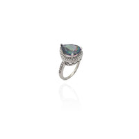 Mystic Fire Pearl Cut Halo Ring (Silver) New York Popular Jewelry