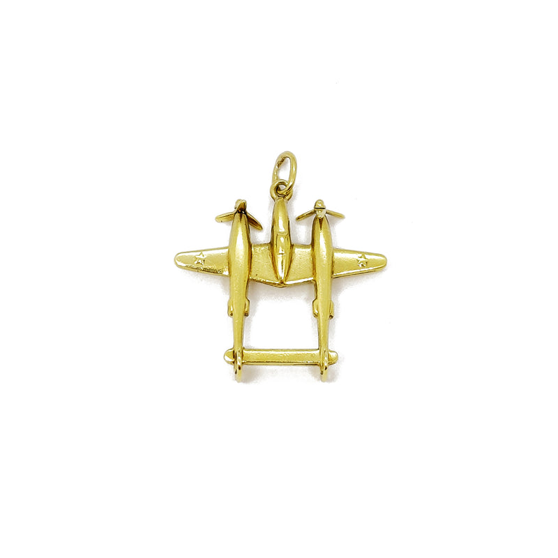 P-39 Aircraft Pendant (14K) 14 Karat Yellow Gold, Popular Jewelry New York