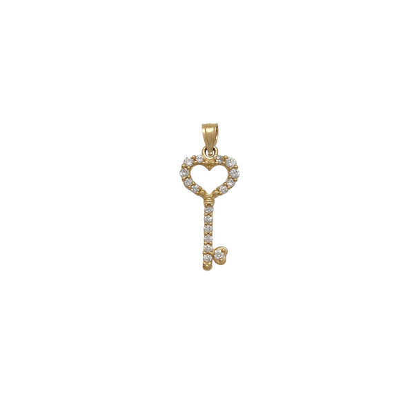 Stoneset Heart Key Pendant (14K)