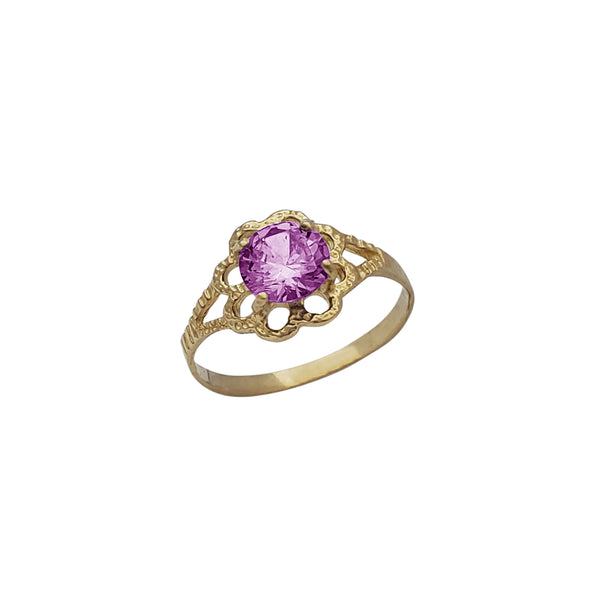 [Baby-Kid's] Zirconia Birthstone Blossom Flower Ring (14K)