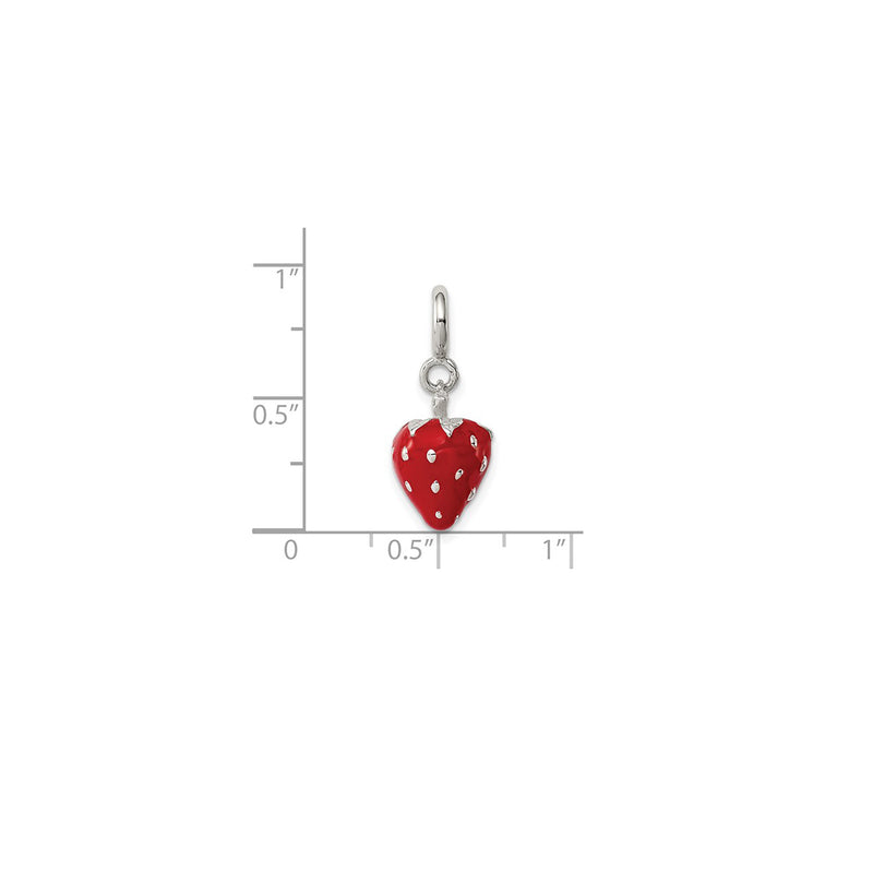 3-D Enameled Strawberry Charm Pendant (Silver)