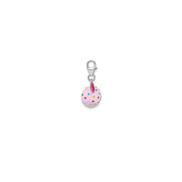 3-D Enameled Heart Cupcake Pendant (Silver)