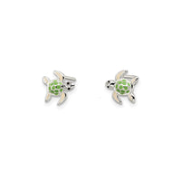 Enamel Sea Turtle Stud Earrings (Silver)