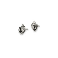 Antique-Finish Seashell Stud Earrings (Silver)