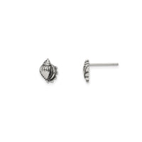 Antique-Finish Seashell Stud Earrings (Silver)