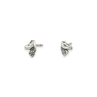 Antique Finish Horse Head Stud Earrings (Silver)