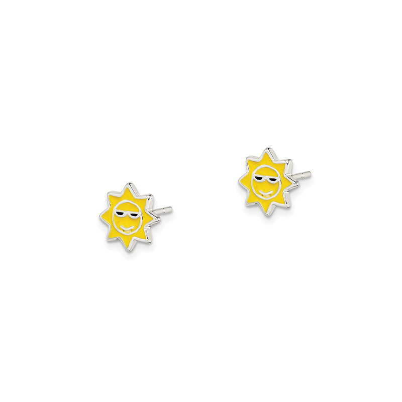 Enamel Sunshine Stud Earrings (Silver)