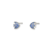 Enamel Blue Fish Stud Earrings (Silver)