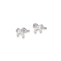 Enameled Unicorn Stud Earrings (Silver)