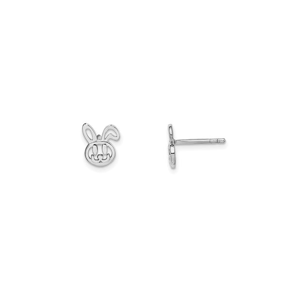 Outlined Bunny Stud Earrings (Silver)