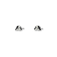 Enamel Dalmatian Dog Stud Earrings (Silver)