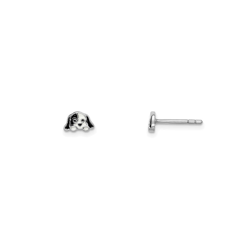 Enamel Dalmatian Dog Stud Earrings (Silver)