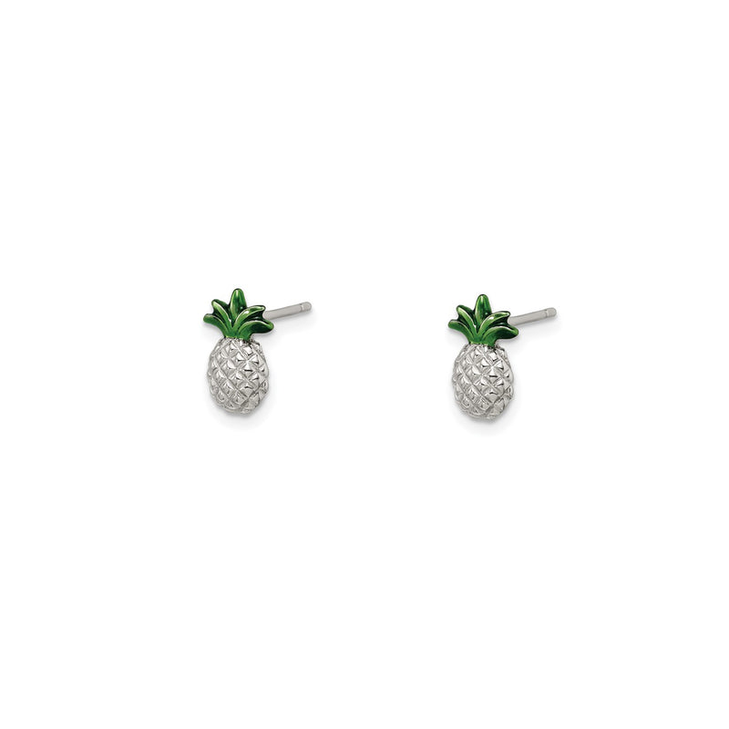 Enamel Pineapple Stud Earrings (Silver)