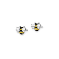 Enamel Bumble Bee Stud Earrings (Silver)