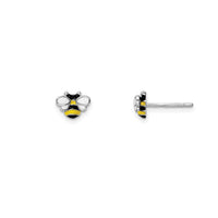 Enamel Bumble Bee Stud Earrings (Silver)