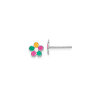 Enamel Colorful Flower Stud Earrings (Silver)