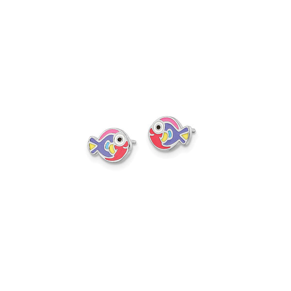 Multicolor Fish Stud Earrings (Silver)