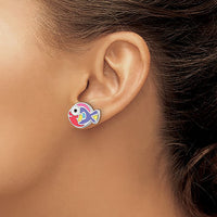 Multicolor Fish Stud Earrings (Silver)