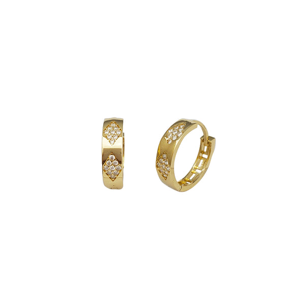 Rhombus Style Huggie Earrings (14K)