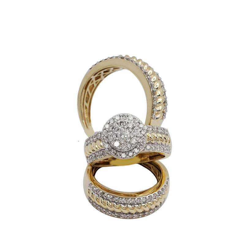 Diamond Twine Accent 3-Piece Engagement Ring Set (14K)