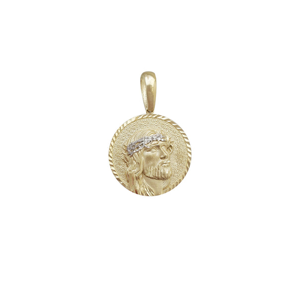 White Crown Jesus Circle Medallion Pendant (14K)