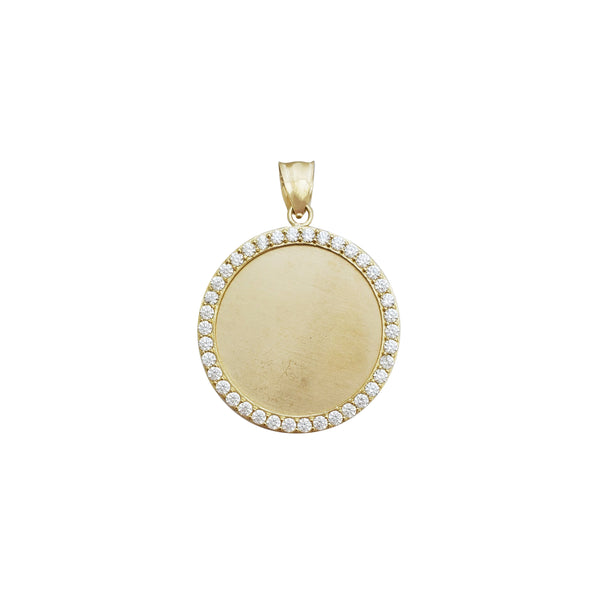 Zirconia Round Memorial Picture Medallion Pendant (14K)