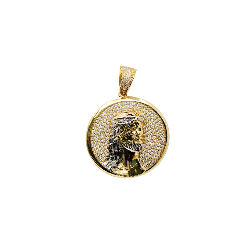 Round Shape Jesus Head Pendant (14K)