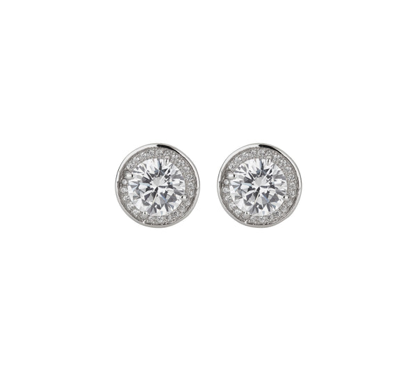 Round Cut Stud Earrings (Silver)