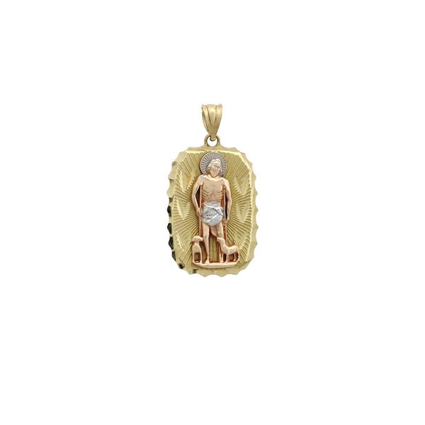 Rectangle Diamond-Cut Saint Lazarus Pendant (14K)